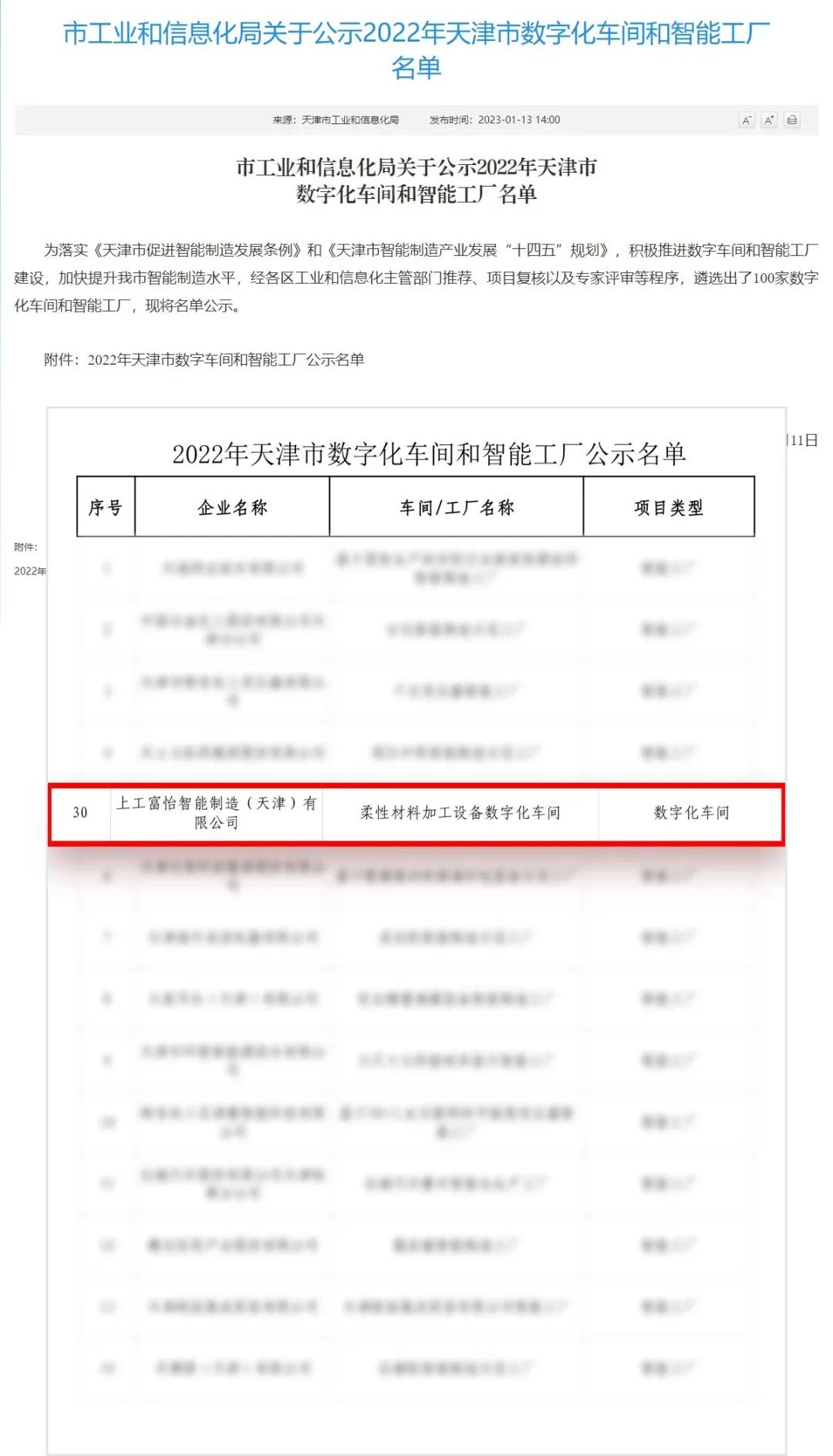 熱烈祝賀 上工富怡柔性材料加工設備數(shù)字化車間榮登2022年天津市數(shù)字化車間和智能工廠榜單